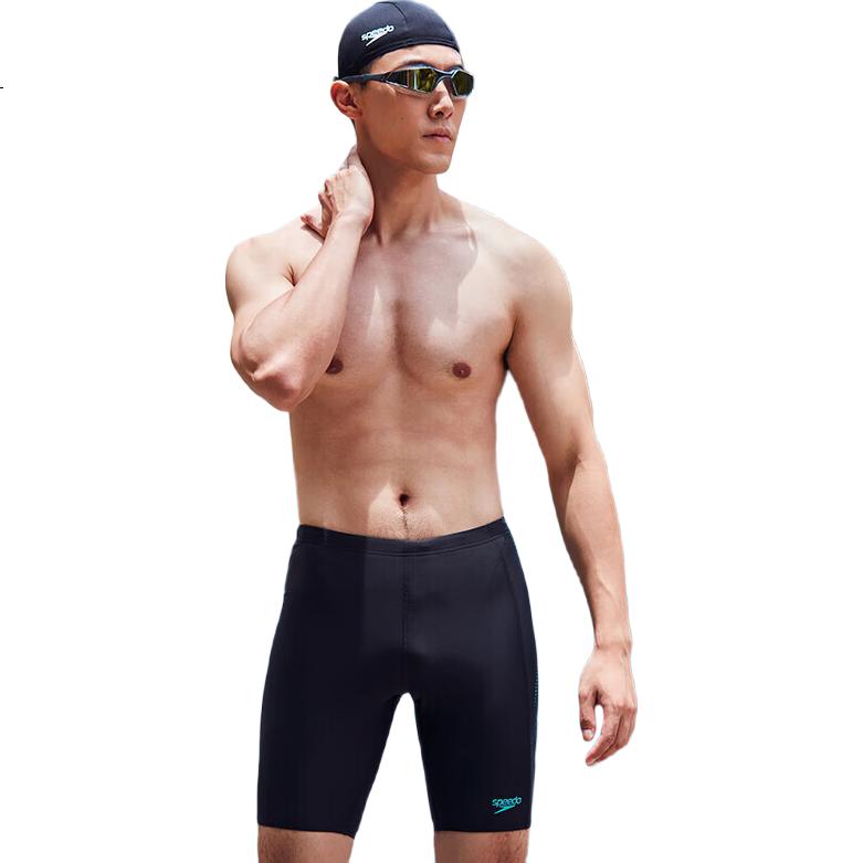 Мужские плавки-шорты Speedo с большим логотипом, профессиональные, устойчивые к хлору, быстросохнущие, классические, до колена, размер 36