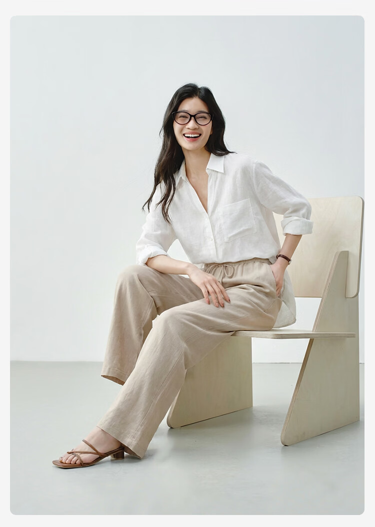 JD Jingzao 100% Linen Vintage Style Casual Pants for Women 2026 Spring Slim Fit Linen Color S 12