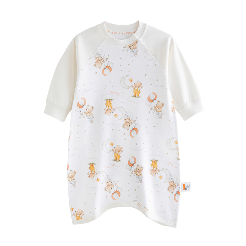 Babyprints Baby Cotton Long Sleeve Bathrobe Unisex Infant One-Piece Sleepwear Anti-Kick Quilt Four Seasons Sleeping Bag Full Print Size 80