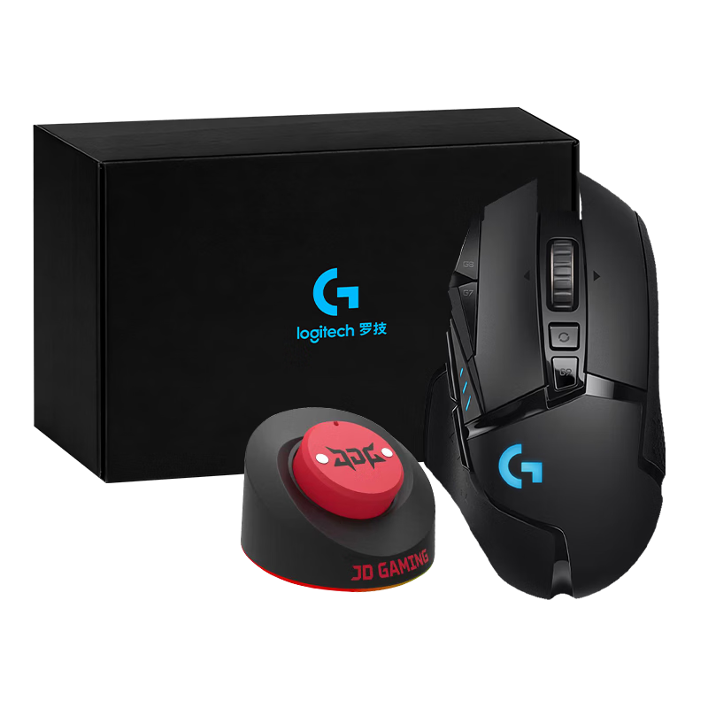 G G502 Wireless Gaming Mouse Dual-Mode Wired and Wireless Ergonomic Customizable Weight RGB Lighting Black with Charging Dock Set