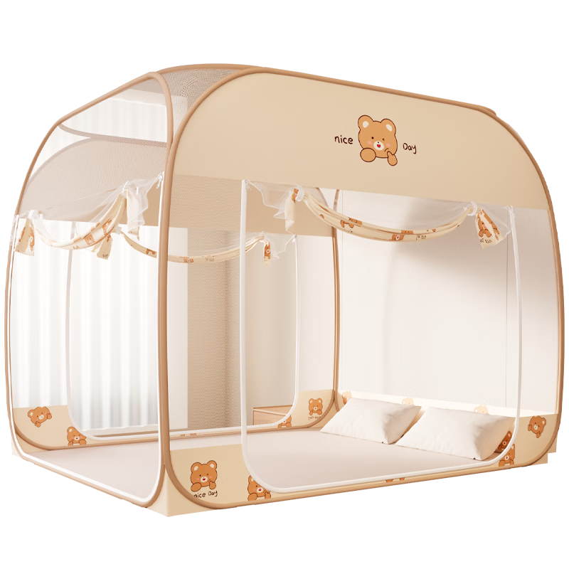 Lazy Infinity Class A Household Baby Anti-Fall Mosquito Net Mongolian Tent No Installation Elevated Three-Door 1.5*2m