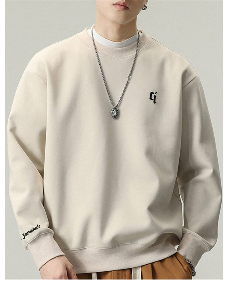 MARK FAIRWHALE Men's Sweatshirt Spring Autumn American Heavyweight Trendy Long Sleeve T-Shirt Casual Top Black XL 1