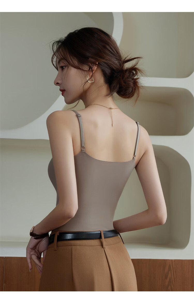 Urban Beauty [No Bra Needed] Women's Camisole with Chest Pad, Ice Silk Thin Seamless Back Beauty Underwear, Wearable as Outerwear or Innerwear 13
