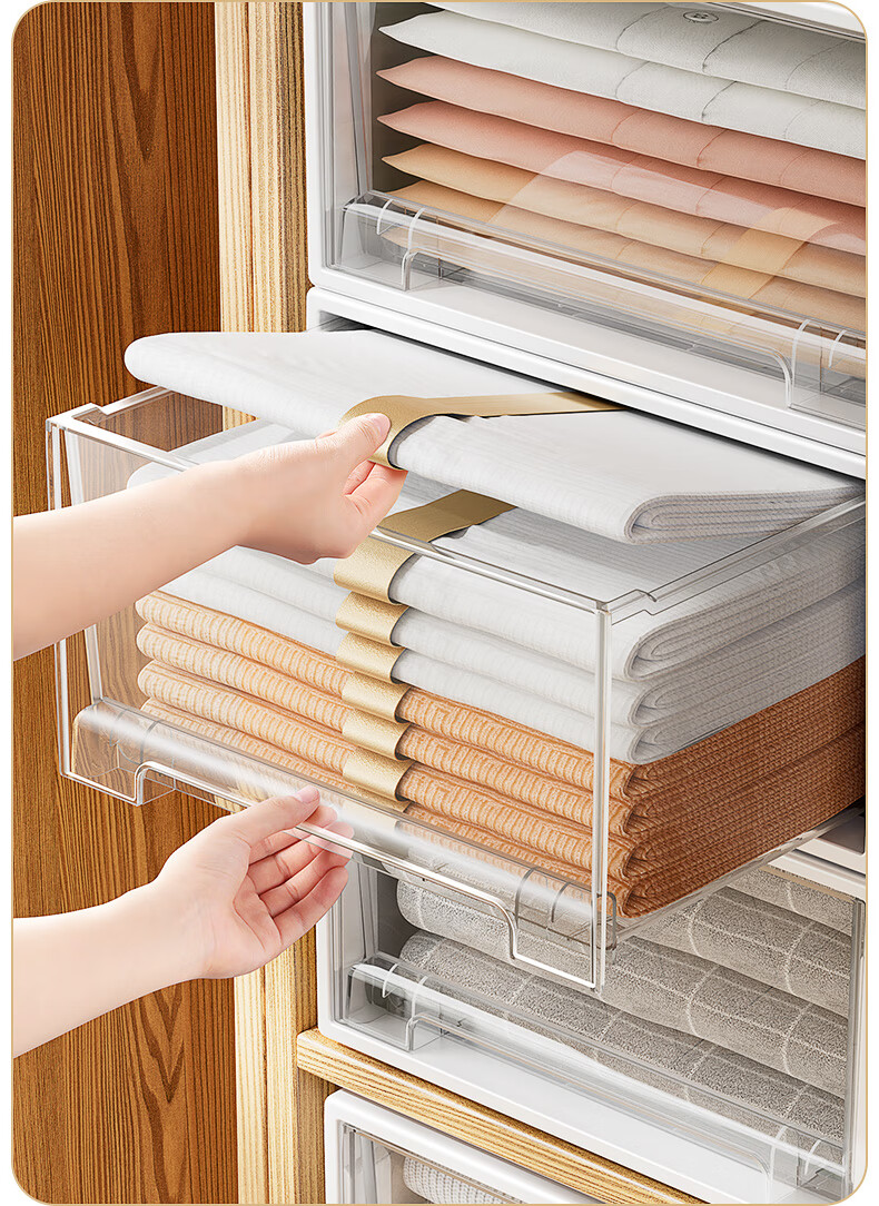 Jiabangshou Storage Box, Drawer-Style Organizer Cabinet, Closet Storage Container, [40*29.5*16.5], Single Unit 5