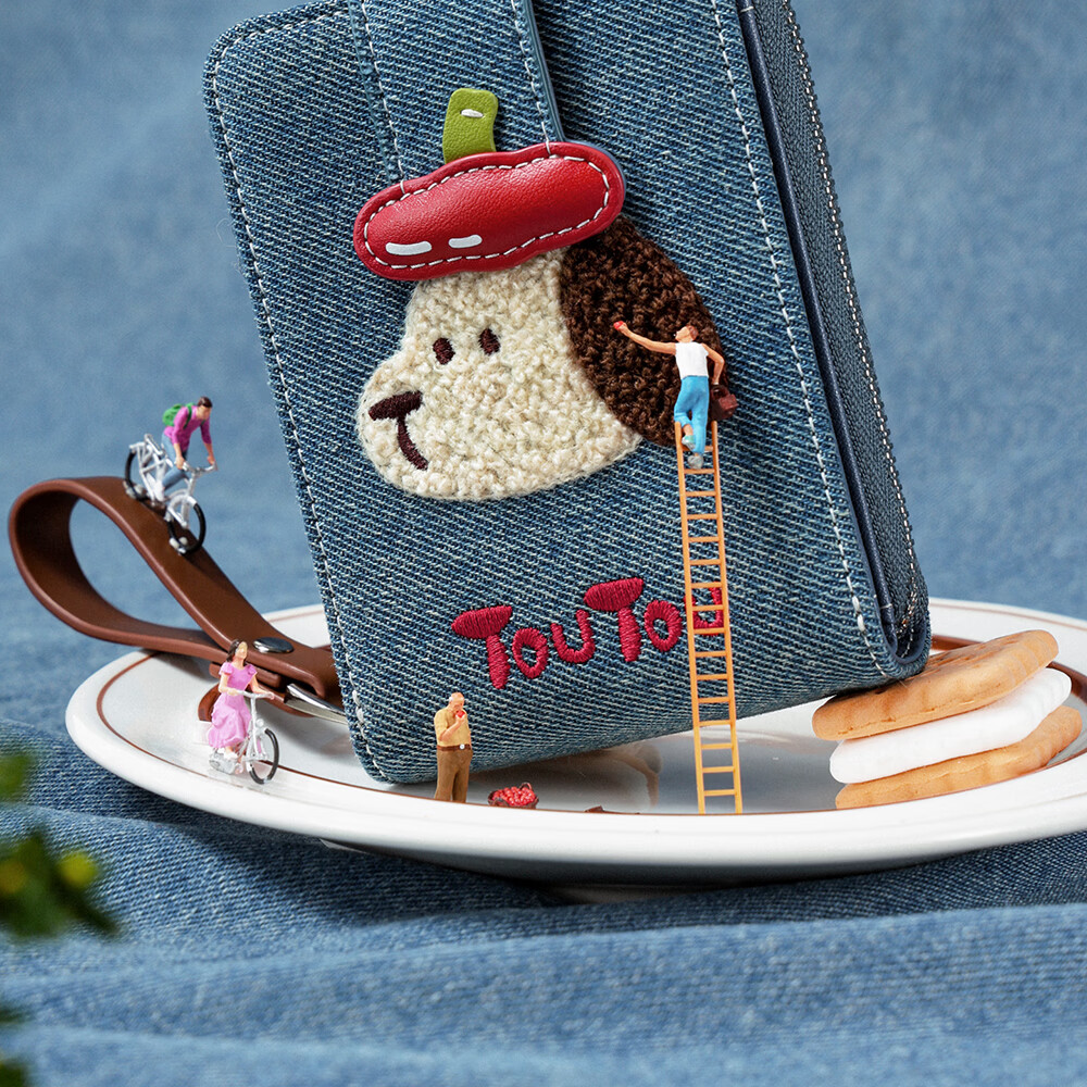 Toutou 2026 New Style Wallet Pork Floss Dog Denim Card Holder ID Storage Coin Purse Girl Birthday Gift for Girlfriend 17