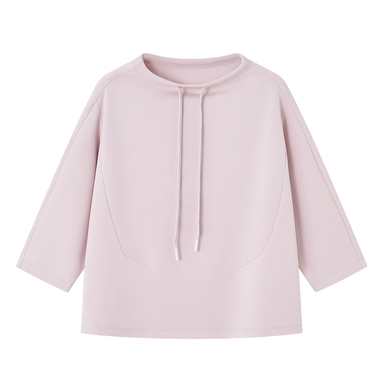 Demana Sandwashed Air Layer Spring Stand Collar Raglan Mid-Sleeve Loose Fit Petite Women's Sweatshirt