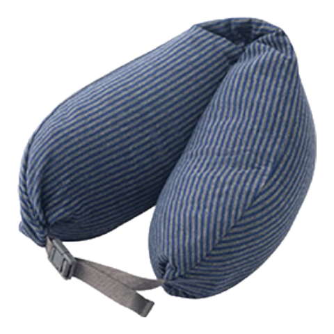 MUJI [Exclusive Self-operated] Comfortable Neck Pillow - Blue Gray Striped U-Shaped Travel Neck Pillow for Airplane