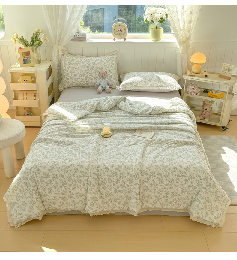 MUJI Class A Wrinkled Gauze Air Conditioning Quilt 200×230cm Lace Edge Double Quilt Core All-Season Thickened Version 16