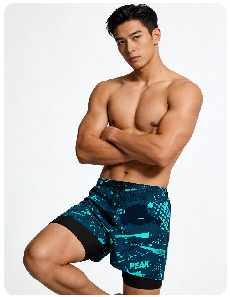 Peak Men's Swim Trunks, Swim Goggles HD Anti-Fog, Prescription Swim Cap, Earplugs, Travel Hot Spring Swimsuit Set, Swimming Gear 3XL 13