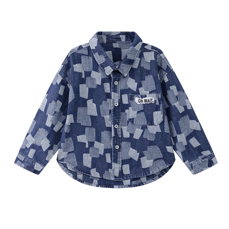 Zuoxi Boys' Denim Shirt Jacket Thin 2026 New Spring And Autumn Children's Outerwear Boys' Clothing Denim Color Size 120