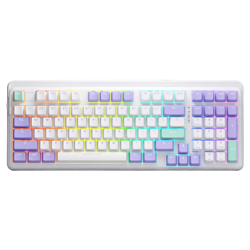 DAREU A98 Professional Edition 98-Key Layout Wired/wireless/blue Toad Three-In Custom Mechanical Gaming RGB Backlit Keyboard Dream Encounter HIFI Switch - Absolute Purple