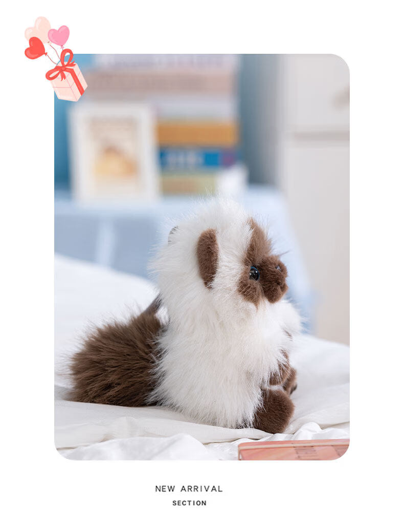 WELTSTON Plush Toy Cat Doll Stuffed Animal Pillow Gift for Girls' Birthday Present, White Cat Figurine 11