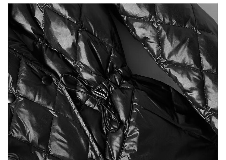 Dme Diamond Pattern Short down Jacket, Winter Commute Style, Lapel Collar, Drawstring Waist, Diamond Pattern Suit Style down Jacket for Women, Short Style 22
