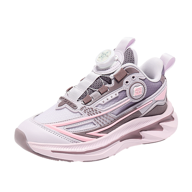 7-PE Girls' Shoes 2026 Spring New Breathable Mesh Running Shoes with Twist Buckle for Older Children Kids Sports Sneakers