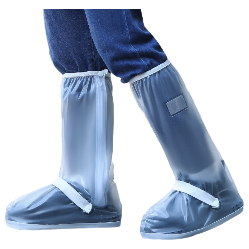 Minggu Waterproof Shoe Covers Rainproof Non-slip Thickened Wear-resistant Sandproof 360 Full Coverage PVC Waterproof Shoe Covers - Transparent White 40CM Size M [38-39]