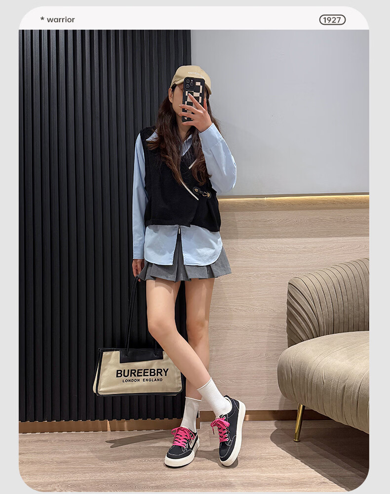 Warrior Official Women's New Versatile Sneakers 2026 Summer Classic Simple Breathable Canvas Shoes Women Beige Red Size 35 17