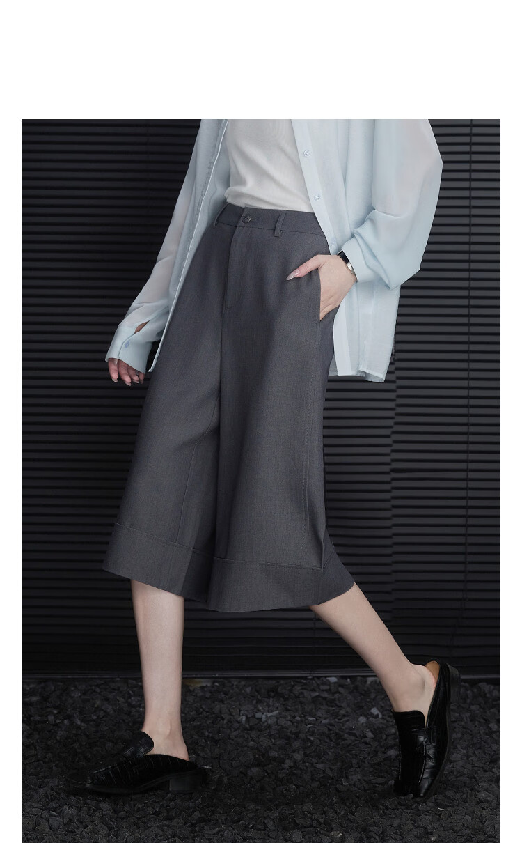 Demana Spring Intellectual Straight-Leg Cropped Pants with Fluffy Wool, Wide Cuffed Slimming Casual Pants for Women, Premium Quality 11
