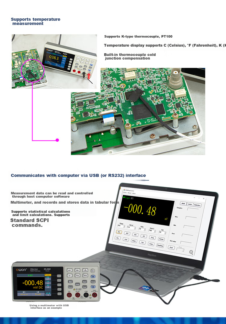 Owon Desktop Multimeter XDM1041 4.5-Digit 55000 Counts Industrial Maintenance USB Interface 6