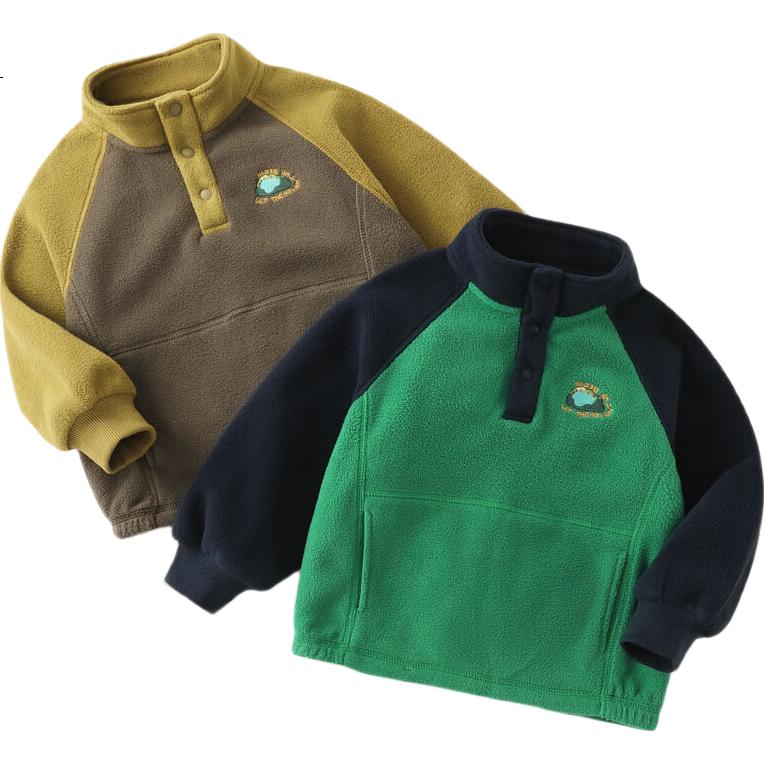 Ciciibear Baby Sweatshirt Double-Sided Fleece Spring And Autumn 2024 New Style Children's Long-Sleeve Inner Pullover Sweater for Boys Winter