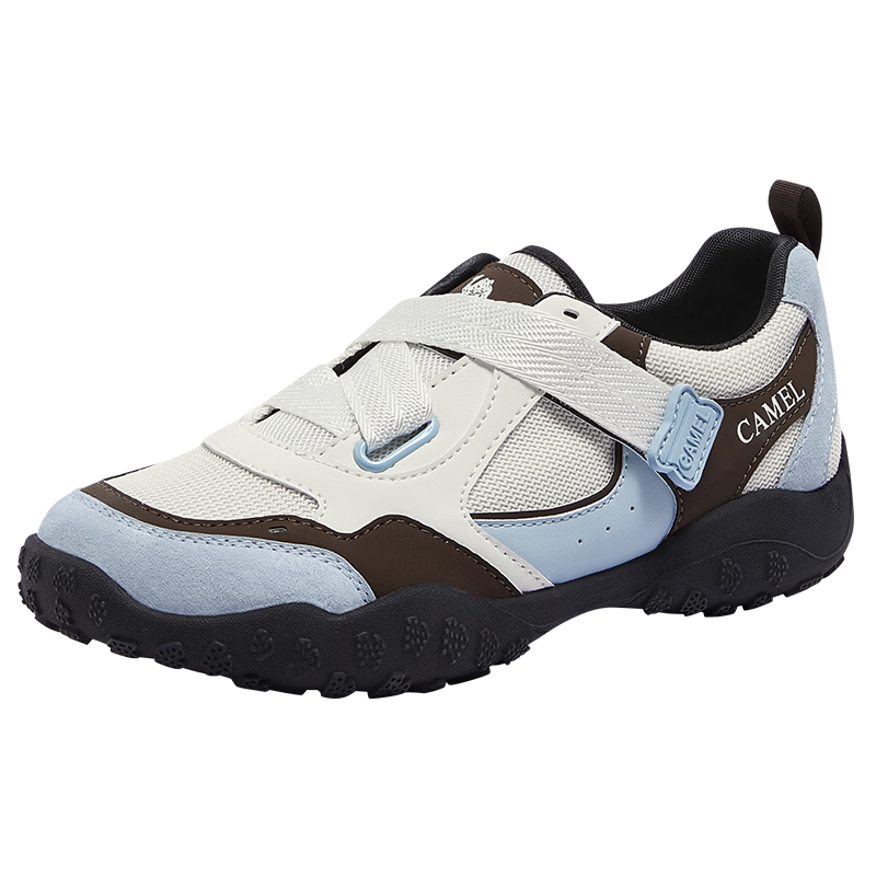 CAMEL Women's Training Shoes Comfortable Colorblock Velcro Height-Increasing Sports Casual Shoes L26S577055 Beige/Blue/Brown Size 36