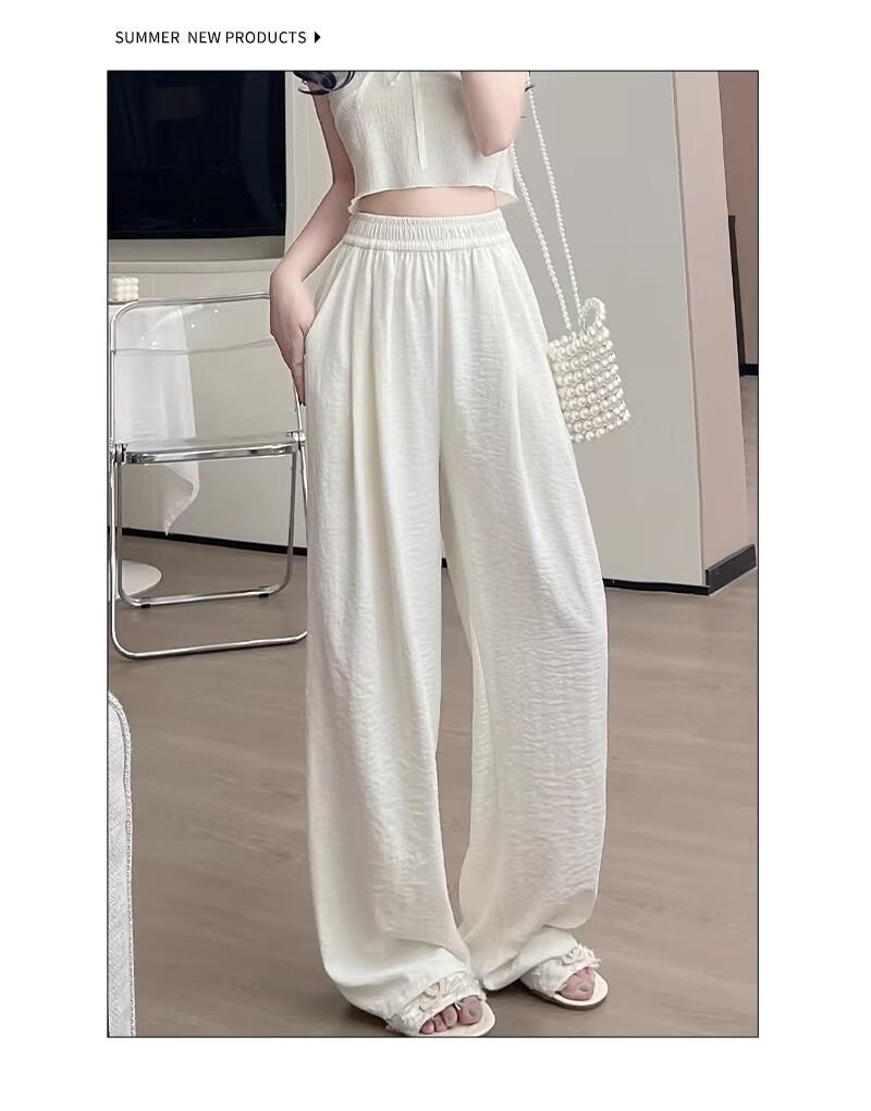 Xiang Yi Lover [JD Direct Purchase] Women's Casual Pants Summer Thin New Straight-leg Milk Fabric High Waist Draped Wide-leg Pants 8