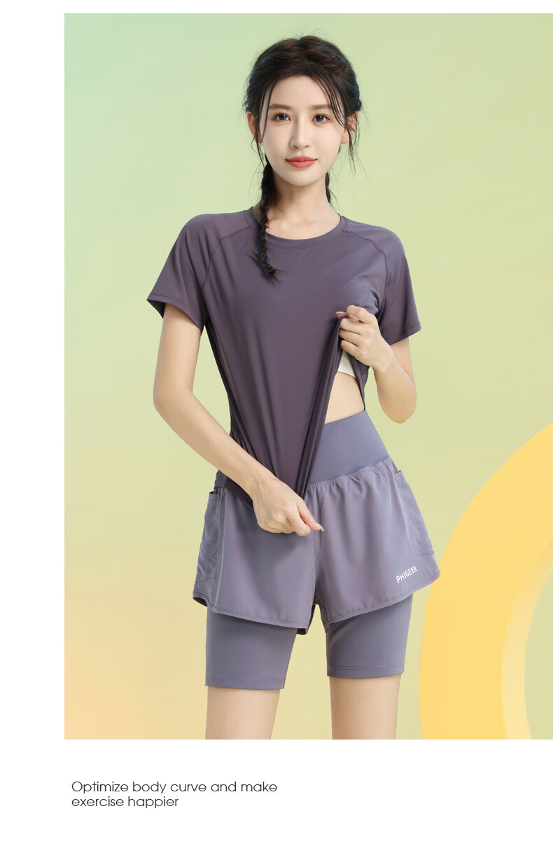Baisirong Professional Women's Tennis Badminton Summer Short Sleeve Ultra-Light Quick-Dry Outdoor Cycling Fitness Running Sports Set 15