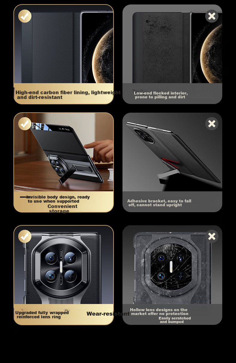 Tianjue First Layer Genuine Leather Huawei Mate X7 Case Huawei X7 Collector Edition Protective Cover Foldable Screen Smart Flip Leather Case with Built-in Stand Full Coverage Drop-proof Ultra-thin 5