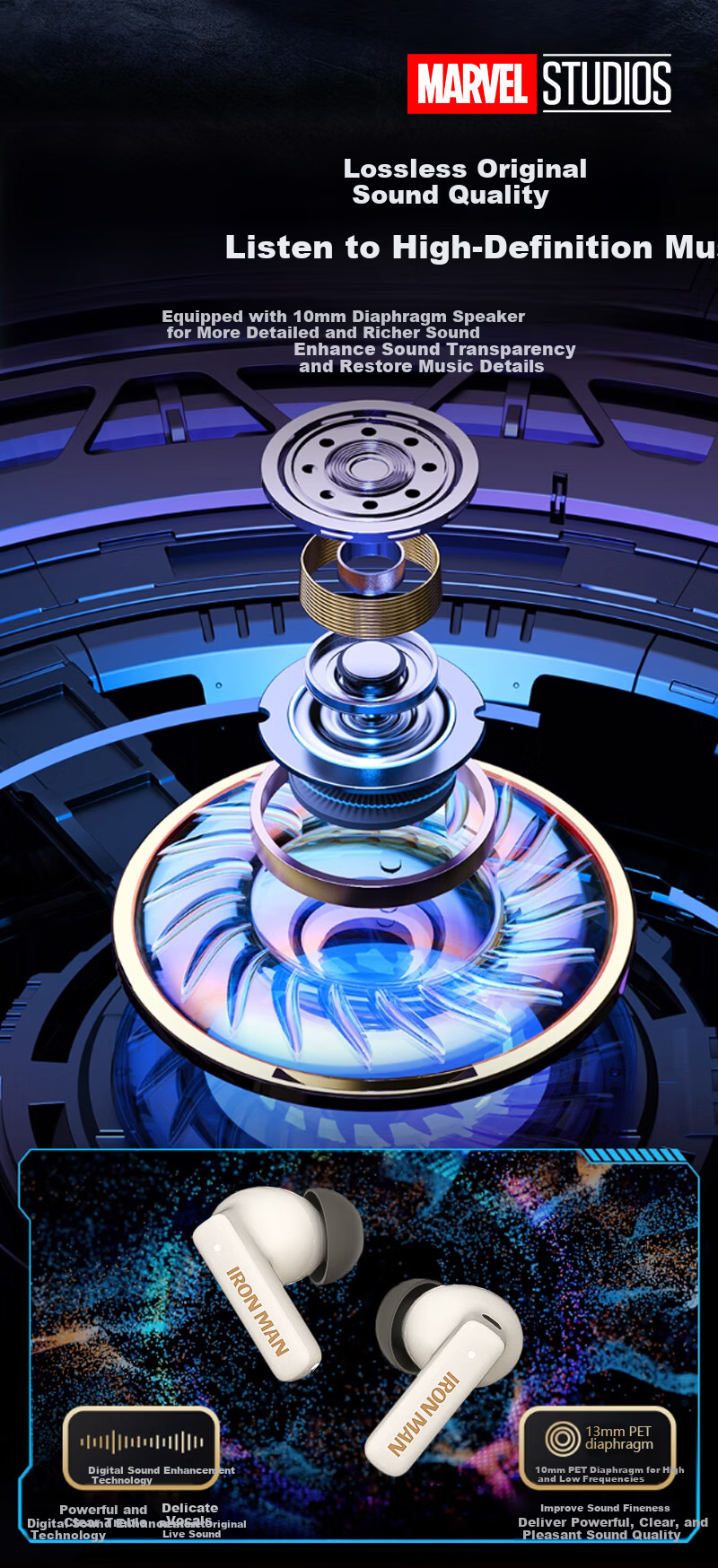 Disney Bluetooth Earphones, In-Ear ANC Noise Cancellation, ENC Call Noise Reduction, Ultra-Long Battery Life, No Sound Leakage, Birthday Gift for Men And Women, Suitable for Apple, DN20 Mickey Mouse 6