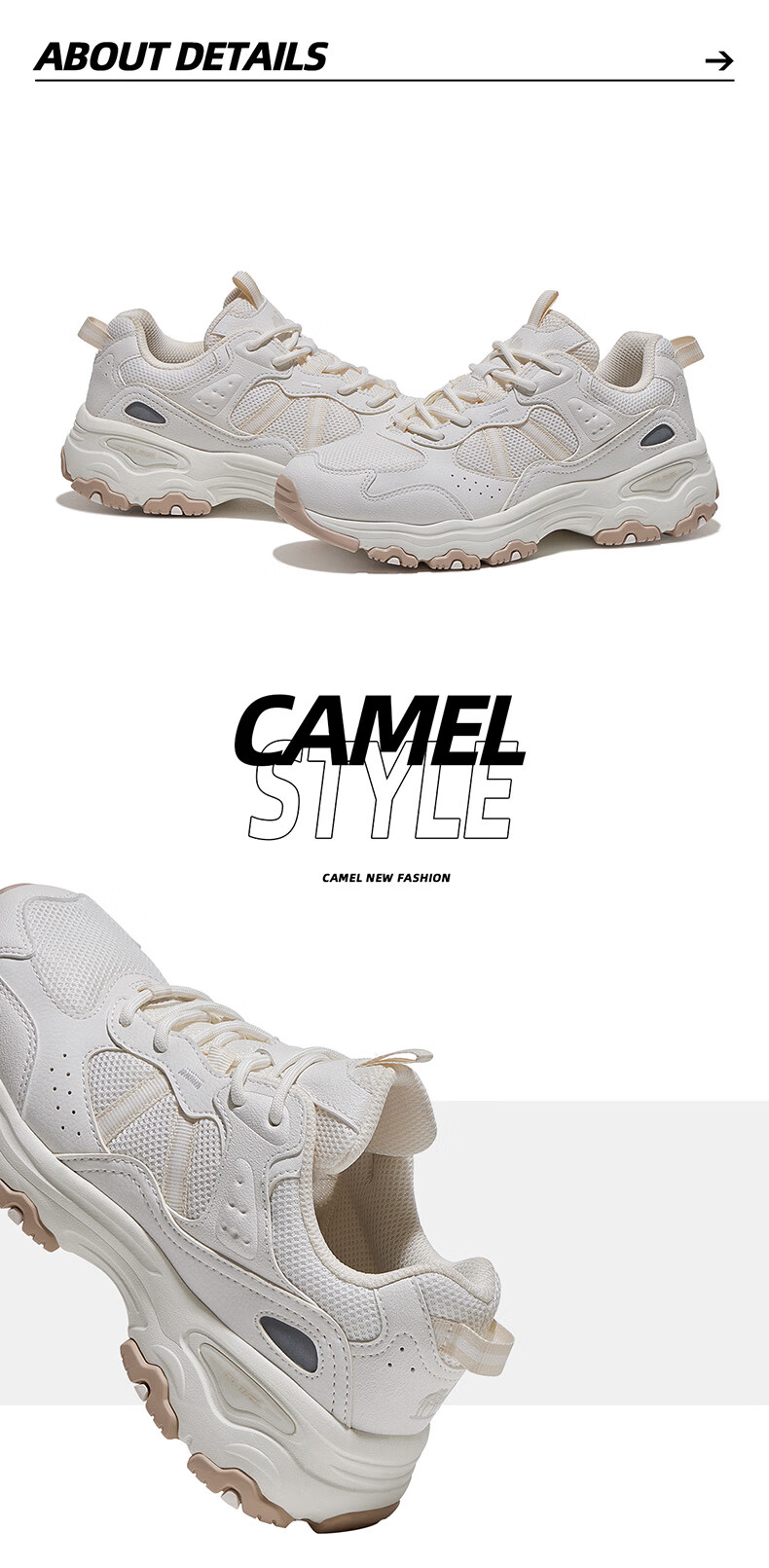 CAMEL Xinghai 2nd Generation Men's Breathable Thick-Soled Casual Sports Shoes K16B09L7075 Black/Castle Gray Size 42 14