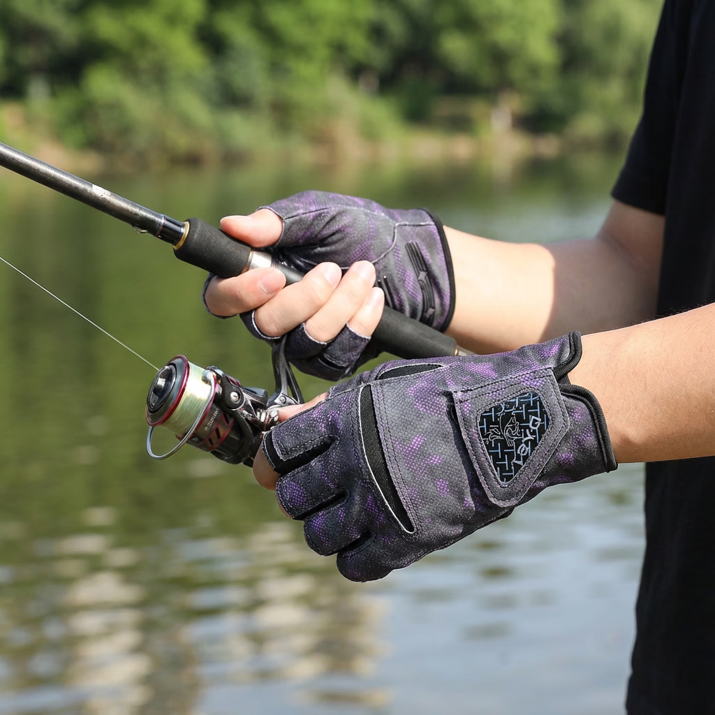 Jian Cai Fishing Gloves Men Outdoor Lure Fishing Cycling Three-Finger Stretchy Sun Protection Non-Slip Wear-Resistant Breathable