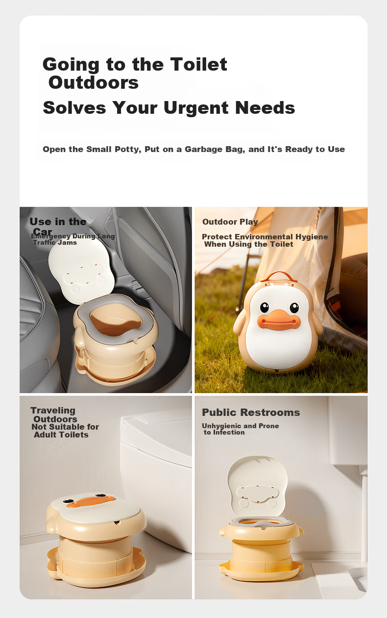 Manlong Children's Foldable Potty Portable Toilet Outdoor Travel Folding Toilet for Boys and Girls 2