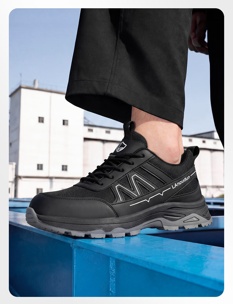 Blue Owl Shield Men's Summer Breathable Anti-Smash Steel Toe Anti-Puncture Lightweight Soft Sole Safety Work Shoes D313 Size 41 9
