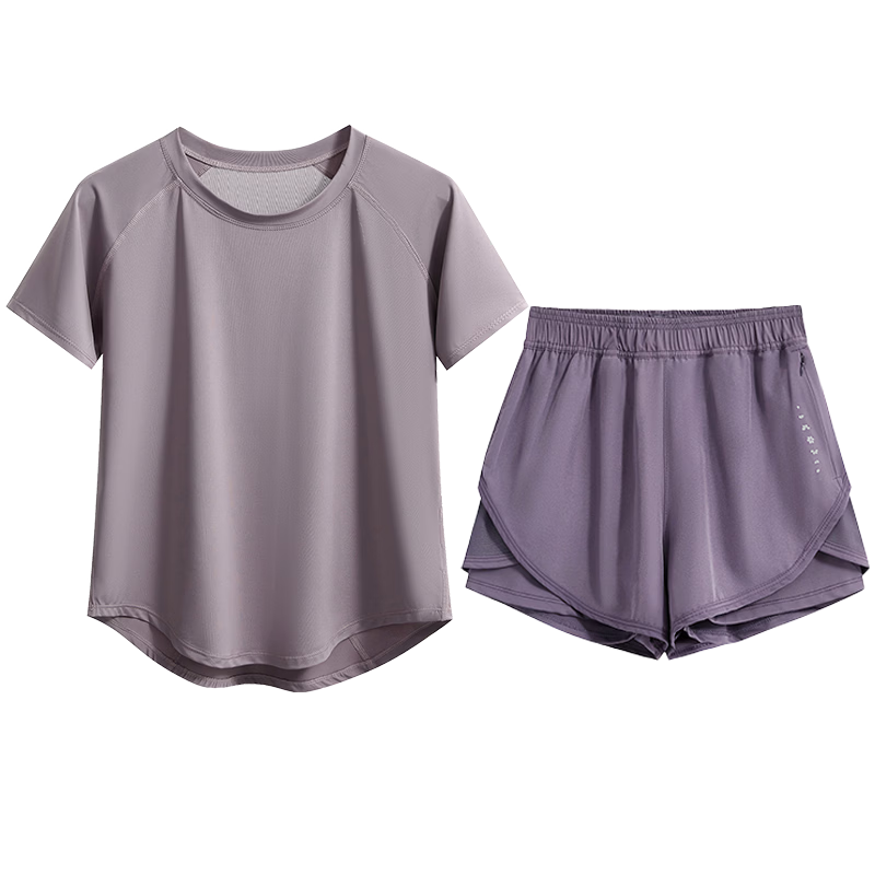 Baisirong Women's Professional Outdoor Running Sports Set Short Sleeve High Elastic Quick-Dry Gym Pilates Dance Yoga Wear