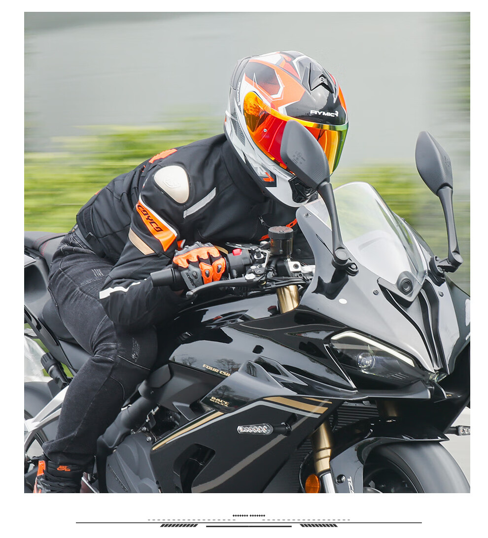 RYMIC Motorcycle Helmet, Full-Face, 3C Certified, Professional Motorbike Riding Helmet, All Seasons, for Men And Women, 977 Red Black Gray, Size L 4