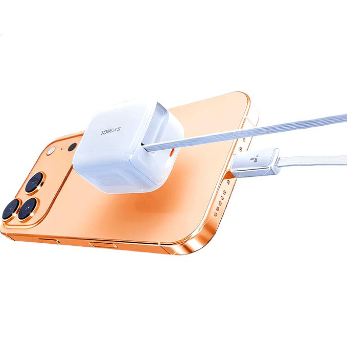 Зарядное устройство TORRAS Yoga 40W с выдвижным кабелем Type-C, белое