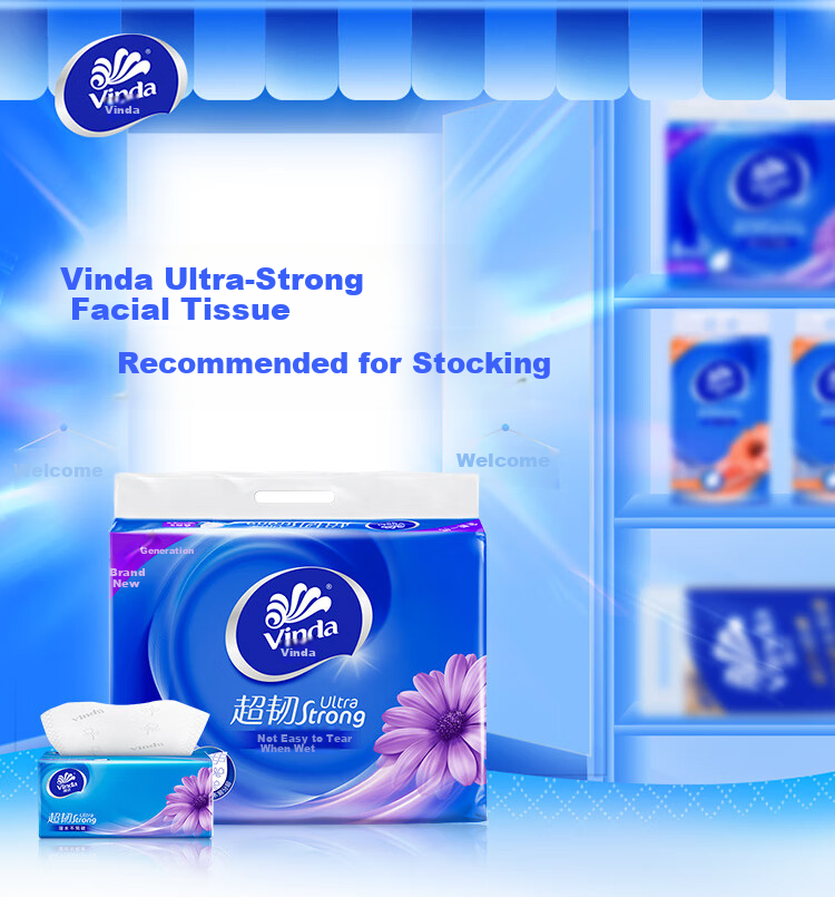 Vinda [Single Pack] Facial Tissues, Extra Strong Soft Pull S Size 3-Ply 130 Sheets * 6 Packs (Small Size) V2239 1