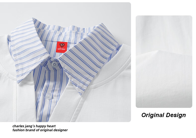 Charles Peach Heart Summer Premium Striped Collar Small Heart Couple Casual Short Sleeve Polo Shirt Navy Blue L 1