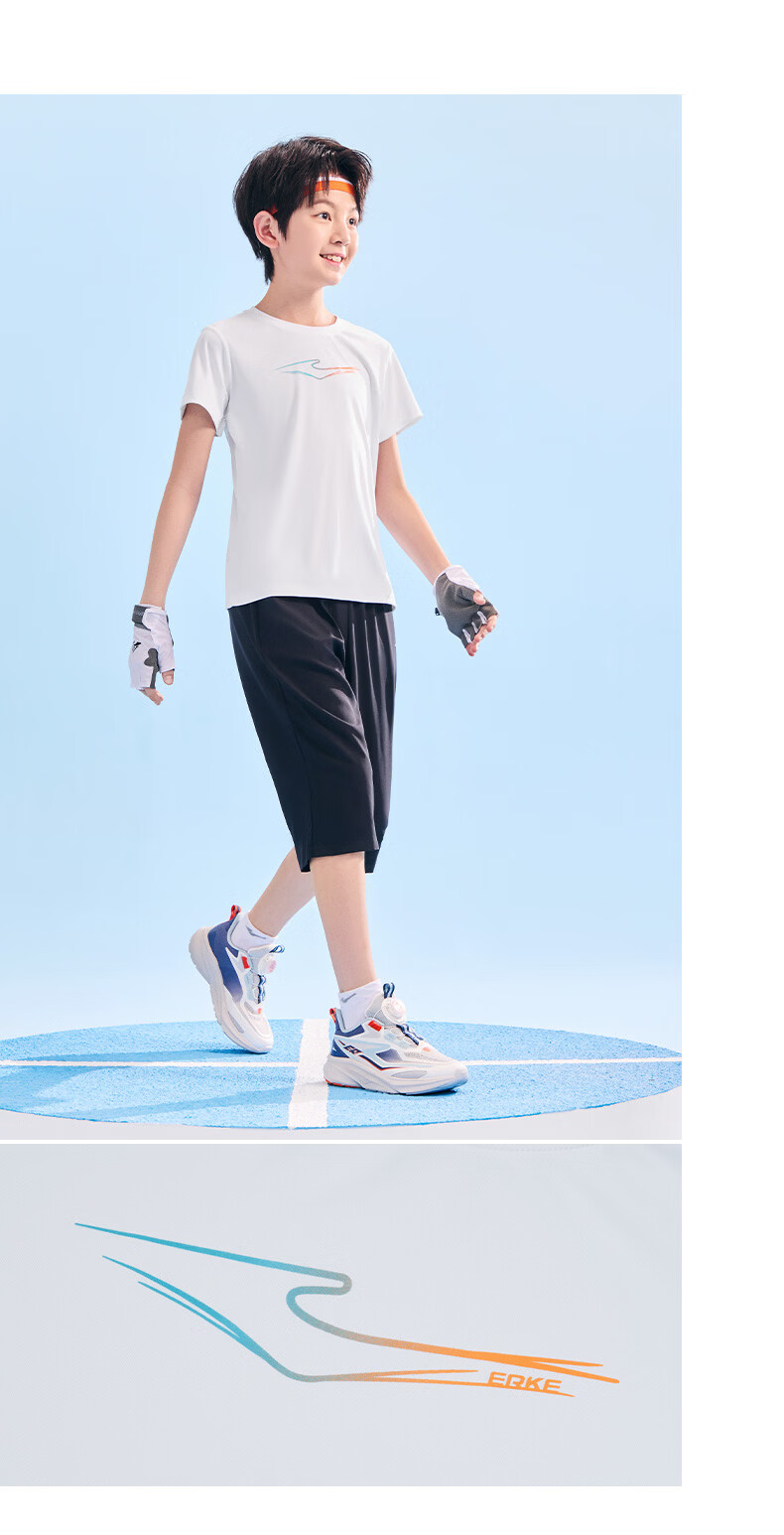 ERKE Kids Boys and Girls Quick-Dry Short Sleeve Children's Crew Neck Summer UV50+ Sun Protection T-Shirt White 110 6