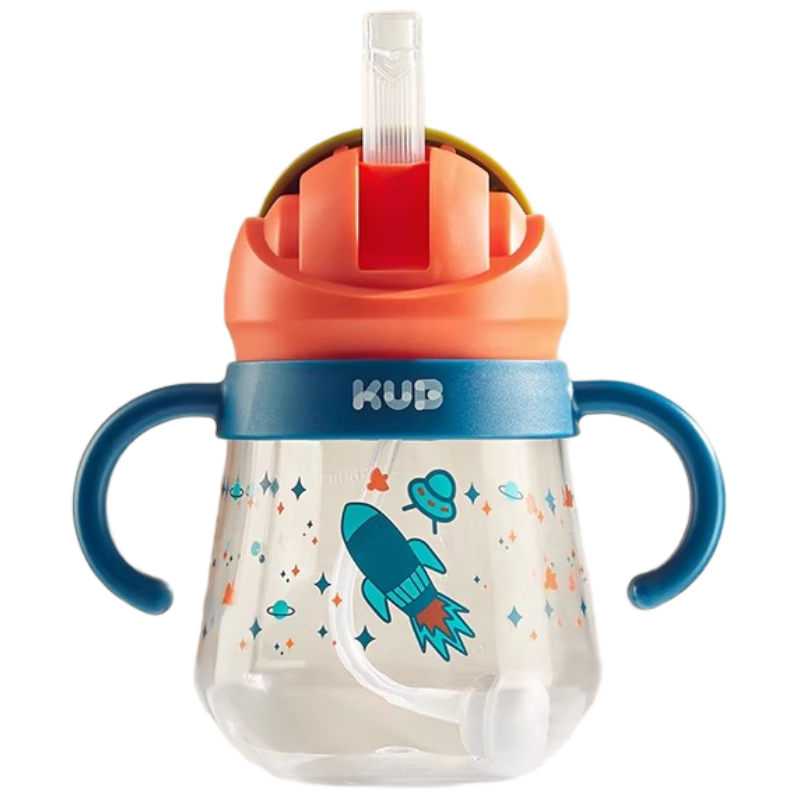 KUB Children's Straw Cup Baby Water Bottle for Over One Year Old Learning Drinking Cup Direct Drinking Bottle 260ml - Blue