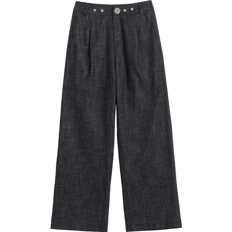 Demana [with Cloud Oxygen Cotton] Spring Smart Commuter Design Pleated Decorative Button Straight Wide-Leg Women's Jeans