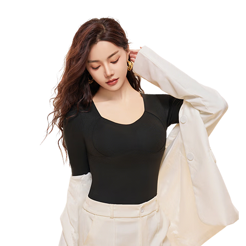 Herbal Original Color Women's Thermal Underwear with Padded Fixed Cup Seamless Thickened Wool Base Layer Spring New Arrival