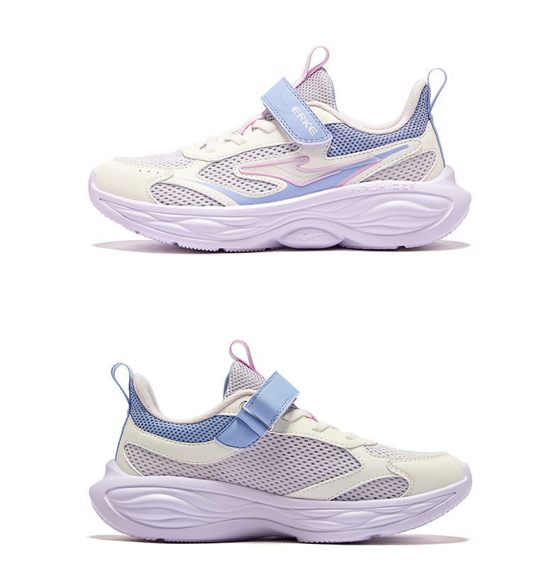 ERKE Kids Summer Mesh Boys and Girls Sports Shoes Children's Breathable Running Shoes Microcrystal White/Cloud Gray/Clean Water Color Size 36 57