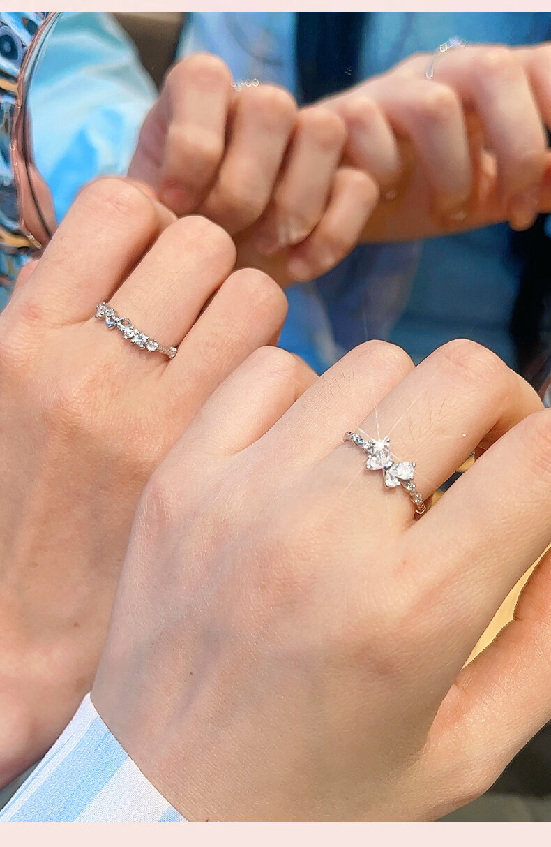 Chow Tai Fook [1000+ Stores] Sweetheart Princess Couple Rings Women's Best Friend Matching Rings Qixi Valentine's Day Gift for Girlfriend 13