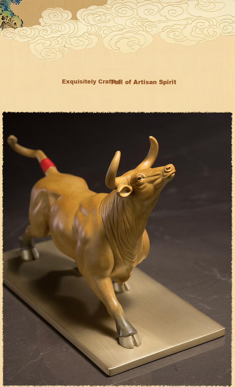 Master Tong "Fortune Bull" Copper Bull Figurine for Living Room and Office Opening Decoration Home Decor Bull Market Prosperity 5