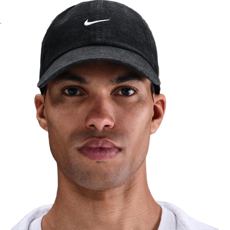 NIKE Unisex Sports Cap, U CB DENIM 24, Athletic Accessory HF0383-010 Black/gray, Size S/M