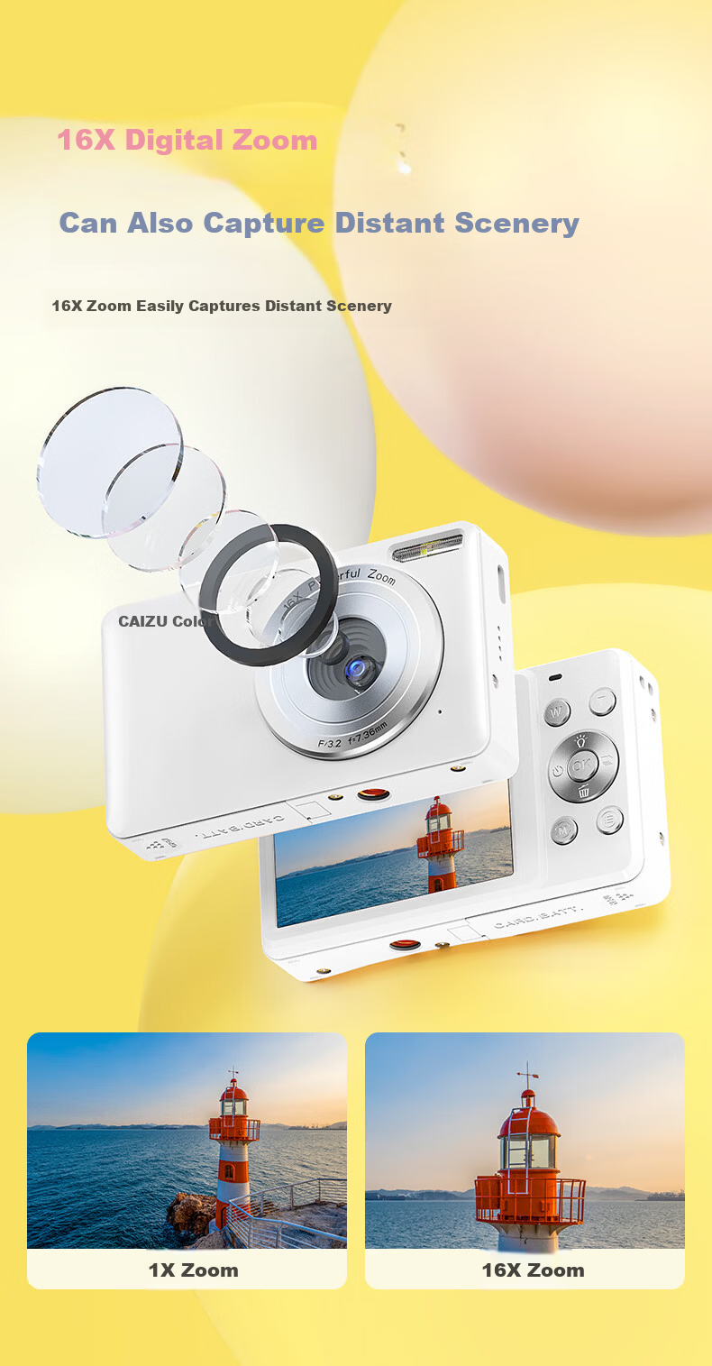 CAIZU 6400W Pixel Digital Camera Student Campus Beauty Entry-Level Compact Camera Z3 Replacement CCD Mobile Phone Transfer Camera New Year Birthday Gift 4