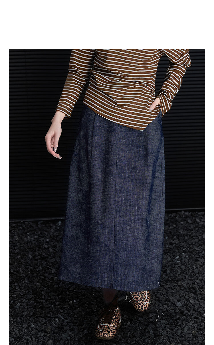 Demana Elegant Heiress Spring Cloud Oxygen Cotton Commuter Straight Small Size Elegant Mid-Length Women's Skirt 11