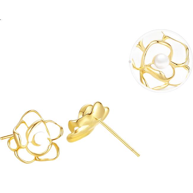 Серьги CHOW TAI SENG из серебра с жемчугом, женские, элегантные, французский стиль, жемчужные пусеты, миниатюрные серьги в стиле Шанель, подарок девушке на День Святого Валентина