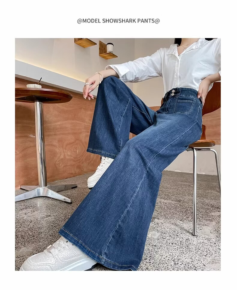 Langsha Women's Jeans 2026 New Retro High-Waist Wide-Leg Pants Slimming Double-Button Straight Micro-Flare Trousers for Petite 13