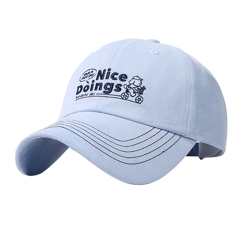 CACUSS Women's Embroidered Baseball Cap Spring Cotton Soft Top Visor Hat Mist Blue